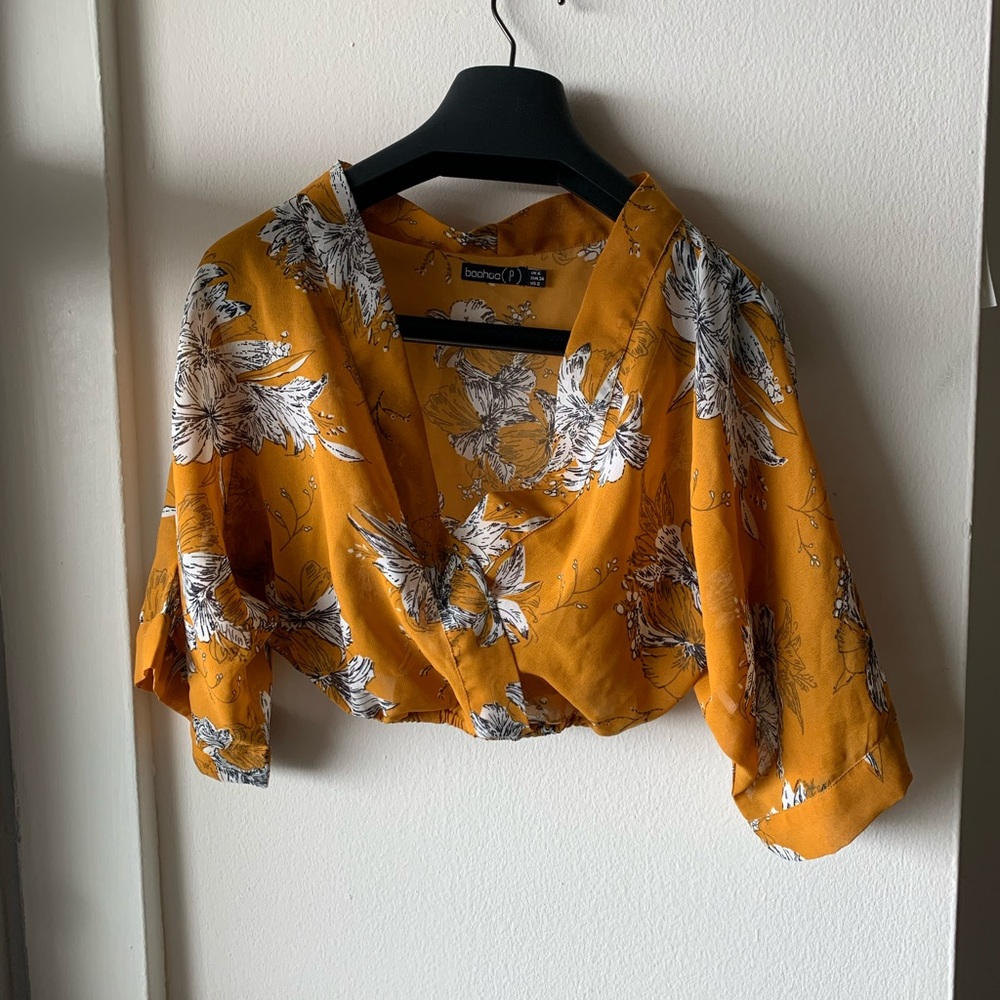 Boohoo sheer crop top